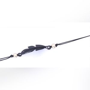 “Black Feather” Double Dual Corded Bohemian Hippie Nature Charm Bracelet Anklet